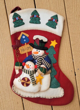Handmade 3D Snowman Christmas Stocking 20" Long